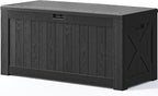Patiowell 120 Gallon Large Deck Box, Outdoor Lockable Storage Box for Gardening Tools, Waterproof Deck Box for Patio Furniture, Black