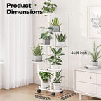 Plant Stand with Wheels 6 Tier Metal Flower Shelf for Indoor Outdoor Corner Multiple Plants Holder Rack for Bedroom Living Room Garden Balcony Yard White (White, 6 Tier)