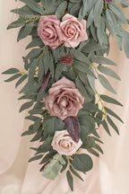 Artificial Flowers Garland, 6ft Eucalyptus Willow Vine in Dusty Rose