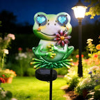 Solar Frog Garden Stake 39.3inch with Realistic Eye Movement Displaying I Love U, Frog Solar Lights Outdoor Garden for Pathway Yard Patio Lawn Ornaments