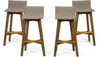 Christopher Knight Home La Brea Outdoor Acacia Wood and Wicker Barstools (Set of 4), Light Brown and Teak