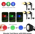 Spotlight Outdoor – 120V Plug-in, 2700K Warm White LED Landscape Spot Lights with RGB 3 Lenses for Yard, Garden, Lawn&Tree Decor, IP67 Waterproof, Perfect for Holidays&Everyday (4 Pack, Black)