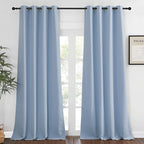 NICETOWN Blackout Room Darkening Window Curtain - Thermal Insulated Solid Grommet Blackout Patio Door Curtain/Drape for Living Room (Vintage Blue, 1 Panel, 52 by 95-inch)