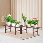 2 Pack Metal Plant Stand Outdoor Indoor, 1 Tier Folding Tiered Flower Plant Shelf, Heavy Duty Ladder Multiple Pot Display Plant Rack for Patio Garden Balcony Windowsills, Brown