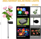 WdtPro Solar Lights Outdoor, 8 Pack Solar Garden Light with 40 Rose Flowers, 7 Color Changing Solar Powered Flowers Lights Waterproof for Outside Patio Yard Pathway Decor