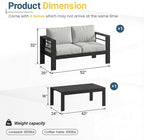 Solaste Aluminum Patio Furniture Set for All Weather, Oversized Metal Outdoor Furniture Set with 27.5" Deep Seating and 3.2" Wide Armrest, Outdoor Patio Sofa with 10" Back Suport Cushion