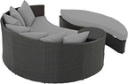 Modway Sojourn Wicker Rattan Outdoor Patio Sunbrella Fabric Daybed in Canvas Gray