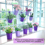LaLaGreen Hanging Planter Outdoor - 10 Pack, 4 Inch Fence Planters Outdoor Purple Hanging Window Flower Bucket Metal Succulent Pots Balcony Railing Wall Garden Deck Porch Herb Plant Macetas Exterior
