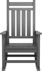 SERWALL Outdoor Rocking Chair Set of 2, HDPE Rocking Chairs for Adult, All Weather Porch Rockers for Lawn Garden, Grey