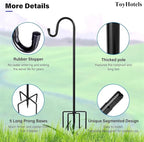 Shepherd Hooks for Outdoor, 1 Pack 62 Inch Bird Feeder Pole with 5 Prongs Base for Hanging Lantern, Hummingbird Feeder, Lightweight Plant, Shepherds Hook for Bird Feeders for Outside
