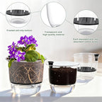 6 Pcs Clear Self Watering Pots for Indoor Outdoor Plants Flowers, 2 Each of 4, 5 and 6 Inch Self Watering Planters with Reservoir, Drainage Hole and Absorbent Cotton Rope