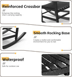 Patio Rocking Chair Outdoor Set of 2,Weather Resistant Poly Resin Oversized Porch Rocker,High Back Smooth Design,350lb Weight Capacity,Indoor Outdoor Use(2, Black)