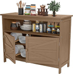 HIPS All-Weather Outdoor Storage Cabinet,Outdoor Sideboard with Magnetic Doors,3-Shelves Patio Storage Cabinet, Used for Garden,Buffet Cabinet,TV Stand, Bar Table,Balcony