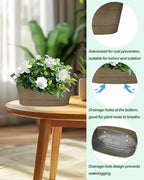 vensovo 15 Inch Galvanized Planters for Outdoor Plants - 3 Pcs Rustic Large Metal Flower Buckets with Drainage & Plug, Farmhouse Style Oval Planter Containers with Handles, Great for Home Decor