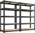 REIBII 2400LBS Garage Shelving Heavy Duty 5 Tier Storage Shelves Adjustable Garage Shelves, Utility Rack Shelf, Shelving Units for Storage Warehouse Pantry Closet, 35.5" W x 11.9" D x 72" H, 2 Pack