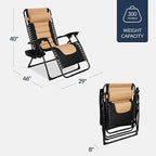 Best Choice Products Oversized Padded Zero Gravity Chair, Folding Outdoor Patio Recliner, XL Anti Gravity Lounger for Backyard w/Headrest, Cup Holder, Side Tray, Polyester Mesh - Tan