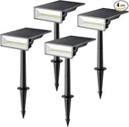 Consciot Solar Spot Lights Outdoor, 4 Pack, White, 600 Lumens, IP65 Waterproof, 6500K Daylight, Solar Landscape Lights for Yard Garden Tree House