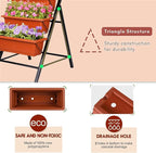 SEJOV 2 Pack Vertical Raised Garden Bed, 5 Tiers Elevated Planter Box for Herbs Vegetables Flowers, Graden Vertical Planter w/Drainage System for Patio Balcony Garden Outdoor Indoor Plants, Dark Red