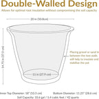 Sunnydaze 20-Inch Franklin Large Plant Pot - Polyresin Round Outdoor Planter with Drillable Drainage Hole - 4 Pack - Beige