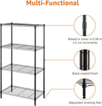 Amazon Basics 4-Shelf Steel Wire Storage Shelves for Garage, Adjustable Metal Shelving Unit, 200 lbs Per Shelf, 23.2" W x 48" H x 13.4" D, Black | Sturdy, Adjustable, Easy Assembly, Storage