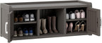 2-Tier Storage Bench, Waterproof UV-Resistant Outdoor Shoe Storage Cabinet with 2 Doors & Adjustable Shelves for Indoor Outdoor Entryway, Hallway, Living Room(Grey)