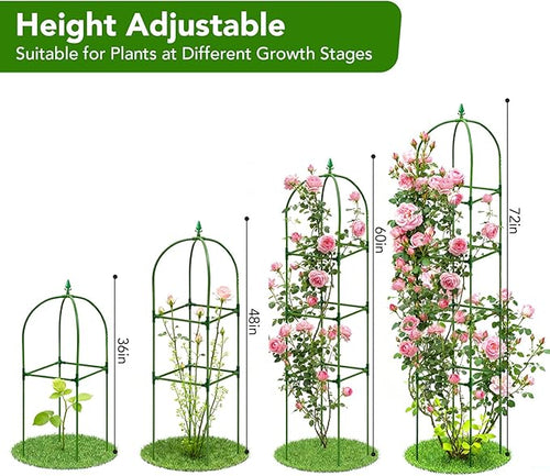 2 Pack Garden Obelisk Trellis for Climbing Plants, 72" Metal Rustproof Rose Trellis, Tower Potted Cages Plant Support for Flowers/Vegetables/Vines, Indoor Outdoor Garden Patio