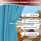 HolidayIdeas Grommet Outdoor Curtains for Patio Waterproof 8 Pcs All Weather Balcony Outside Curtains for Apartments, Gazebo, Pergolas, Porch, 54x95 Inch, Teal