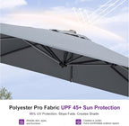 PURPLE LEAF 9 Feet Patio Umbrella Outdoor Cantilever Square Umbrella Aluminum Offset Umbrella with 360-degree Rotation for Garden Deck Pool Patio, Light Grey