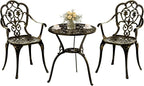 Patio Bistro Set of 2, Cast Aluminum, Outdoor Set w/Umbrella Hole, 3 Piece by Embraceartofoutdoorliving
