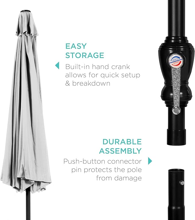 Best Choice Products 10ft Outdoor Table Compatible Steel Polyester Market Patio Umbrella w/Crank and Easy Push Button Tilt
