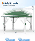11'x11 Pop-Up Gazebo, Instant Outdoor Canopy Tent with Mosquito Nettings, Durable Steel Frame, Water, and UV Proof, for Patio, Garden, Courtyard, Party (Green)