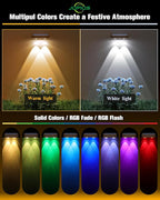 Solar Fence Lights 8 Pack Brown, 50 Lumens Outdoor Fence Lights Solar Powered with 12 Modes RGB Color Glow, LED Deck Lighting Outdoor Waterproof IP65, Backyard, Deck, Porch, Railing, Pool, Wall
