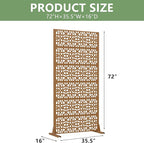Casaphoria Metal Privacy Screen Outdoor, 72" H x 35" W Freestanding Decorative Privacy Screen for Patio Deck Balcony Garden with Stable Base, Brown-Perilla