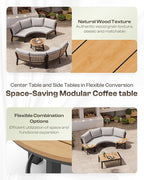 Outdoor Patio Furniture Set, 4 Piece Half Moon Aluminum Patio Conversation Sets Curved Sofa with PE Rope, All-Weather Sectional Furniture Set with Modular Coffee Table & Cushions, Gray
