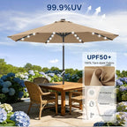 ABCCANOPY Durable Solar Led Patio Umbrellas with 32LED Lights 9FT (khaki)
