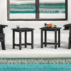 LUE BONA Outdoor Side Table Set of 2, HDPS Small Outdoor Table, Adirondack Side Table, Outside End Table for Patio, Porch, Deck, Pool, Weather Resistant/Easy Maintenance/Indoor or Outside Use, Black