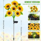 Sunflower Solar Lights Outdoor Decor, 6 Pack Solar Garden Decor Waterproof Solar Sunflower Outdoor Lights for Garden Patio,Flower Bed, Pathway, Gift for Women, Mom, Grandma (6 Pack)
