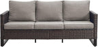 Belord Outdoor Couch Patio Furniture: Wicker Patio Sofa with Deep Seat High Back, 800Lbs Weight Capacity Oversize Outdoor Seating 3 Seater Rattan Couch, Anti-Rust Frame, Brown