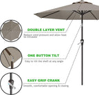 AreShark 9 FT Patio Umbrella for Outdoor, Outdoor Umbrella with Push Button Tilt and Crank, Outdoor Patio Umbrellas with 8 Sturdy Ribs for Market, Garden, Deck, Backyard, Pool (Mist Gray)