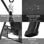 U-MAX 3-Seat Porch Swing Chair Steel Frame, Patio Swing Chair with Stand and Removable Cushions, Outdoor Canopy Swing Chair for Outside, Backyard, Garden, Black Cushion