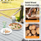 VINGLI Rectangular Outdoor Dining Table, Solid Cedar Wood Patio Table for 4-6 People, Waterproof Garden Table for Yard, Deck, Poolside (Gray)