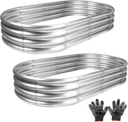 2 pcs 4×2×1 ft Raised Garden Bed for Outdoor, Easy Assembly Galvanized Planter Box for Vegetables, Flowers & Herbs