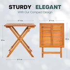 IDZO Legolas FSC Acacia Wooden Folding Table, Heavy Duty 270lbs Capacity, Elegant & Rustic Design for Garden, Backyard, Porch, Patio, Easy Assembly