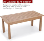 Stoog All-Weather Outdoor Coffee Table, HIPS Patio Coffee Tables for Outdoor, Modern Rectangle End Table for Backyard, Porch, Garden, Pool & Deck, Teak