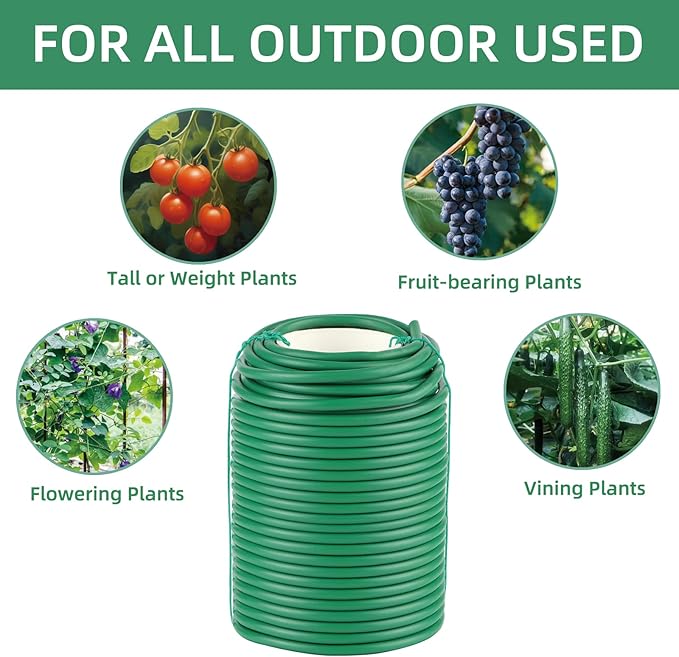 Garden Wire, 66FT Soft Plants Ties, 3.5mm Flexible Garden Ties for Climbing Plants, Vines Plant, Tomatoes, Flowers, Roses Plant Support