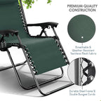 Nestl Zero Gravity Chairs Set of 4, Patio Lounge Chair Outdoor with Pillows & Cup Holder Trays, Adjustable Steel Mesh Reclining Camping Chair, Folding Patio Lawn Chair for Deck, Beach - Forest Green