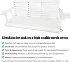 Wooden Porch Swing 3-Seater, High Backrest and Deep Seat, Bench Swing with Cupholders, Hanging Chains and 7mm Springs, Heavy Duty 880 LBS, for Outdoor Patio Garden (Pure White, 5 FT Extra Large)