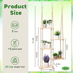 Novabright Window Hanging Plant Shelf with Wooden Shelves Macrame Rope Hanging Plant Stand with 3 S Hooks for Indoor Outdoor Bedroom Window Sill Balcony Boho Decor(Wood Color,2 Pcs)