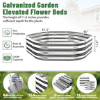 Hexagon Raised Garden Bed, 48 Inch Diagonal & 12 Inch Tall, Galvanized Steel Planter Box with Wave-Shaped Metal Panels for Outdoor Flower,Tree,Herb & Vegetable Garden (Silver, 4FT X 1FT)