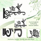 2-Pack Aesthetic Plant Hangers Outdoor – 10 Inch Metal Hanging Plant Bracket with Beautiful Hummingbird Pattern – Anti Rust Plant Hooks for Hanging Plants, Bird Feeder, Windchime, Lantern